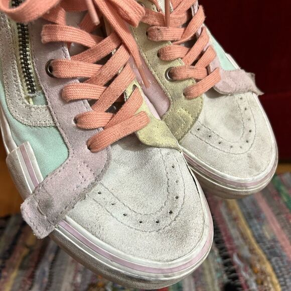 Vans Pastel High Tops Mint Green and Pink High-Top Sneakers Womens 8.5 - Picture 5 of 14